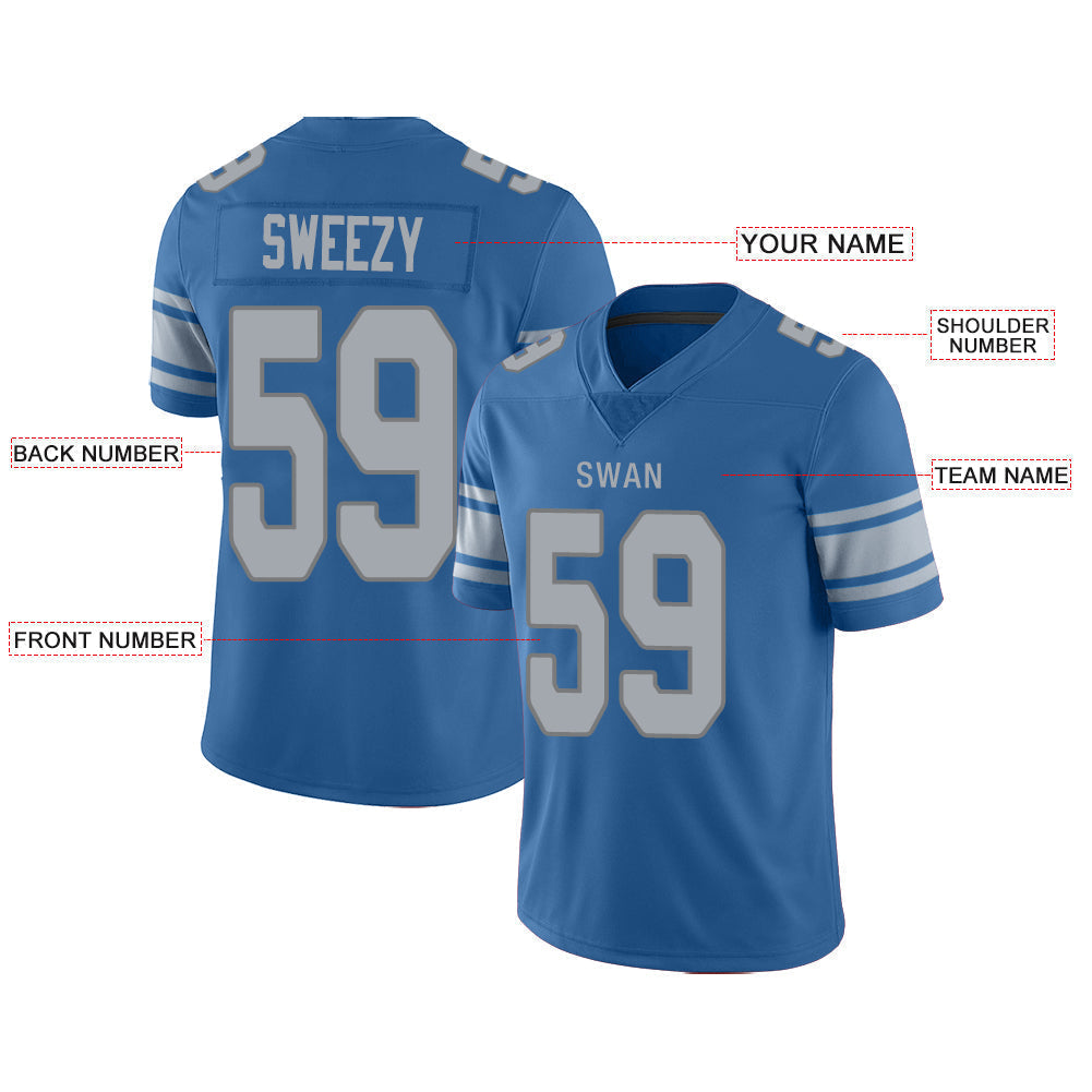 Custom blue football jersey back view | GameDay Jerseys