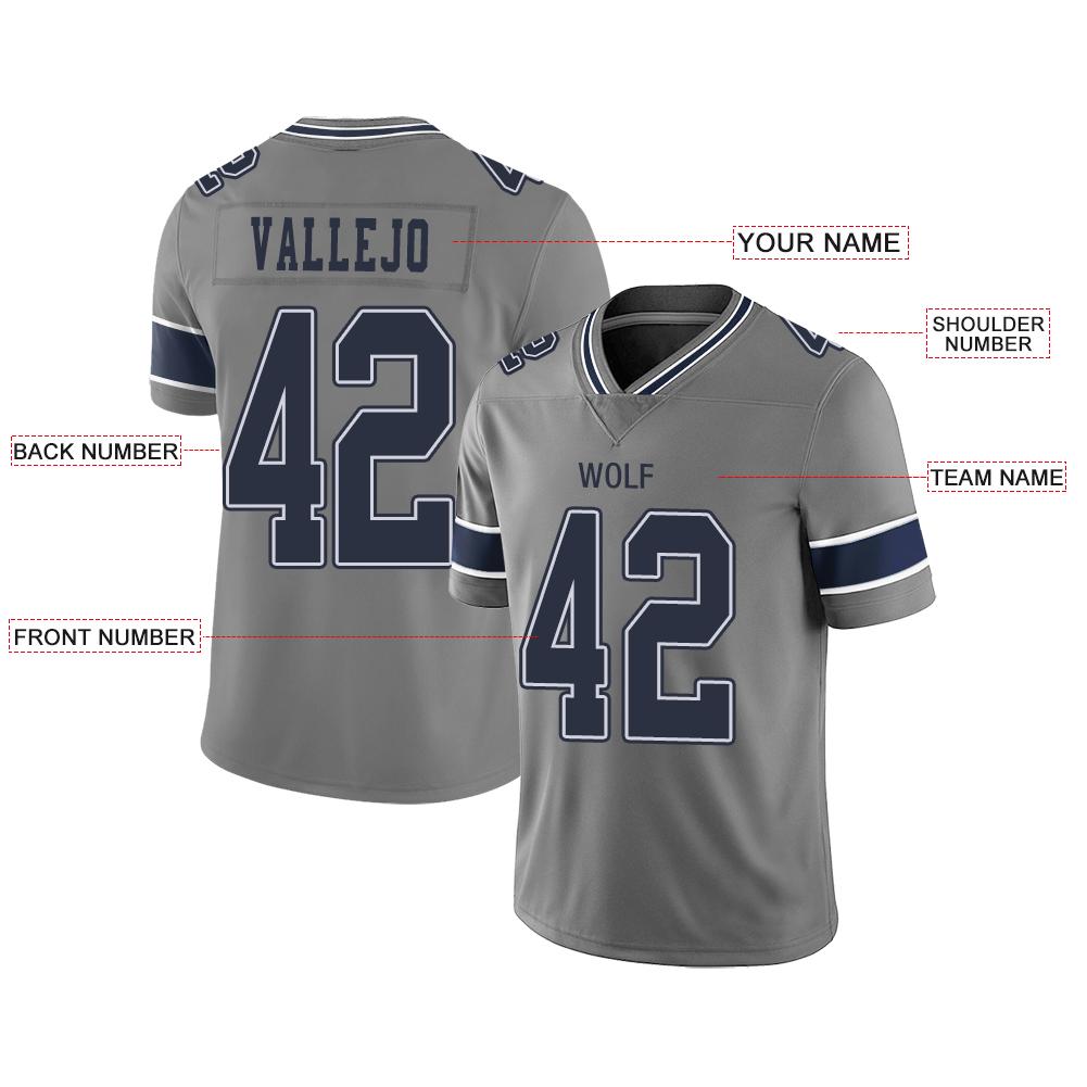 Custom grey football jersey front view | GameDay Jerseys