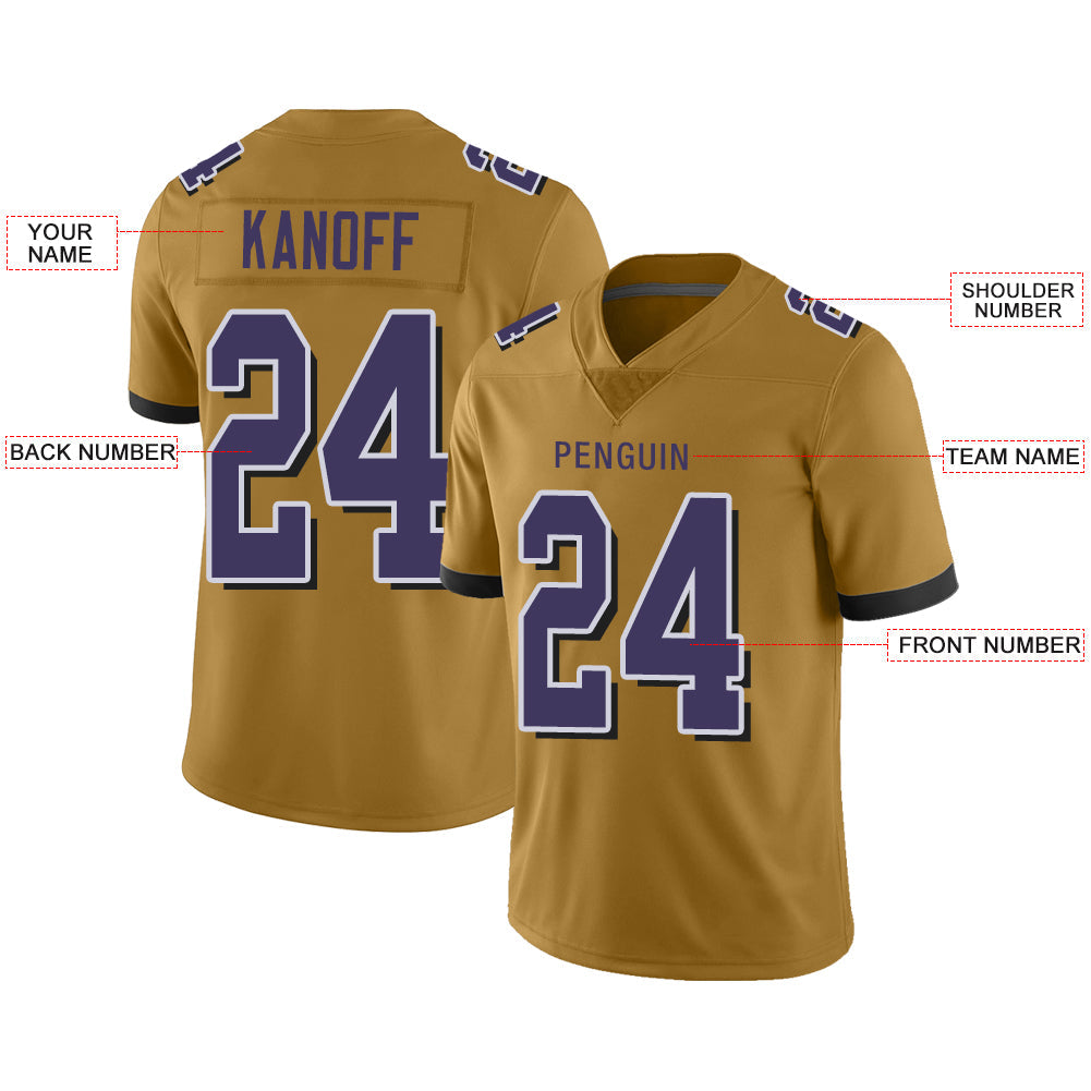 Custom gold football jersey front view | GameDay Jerseys