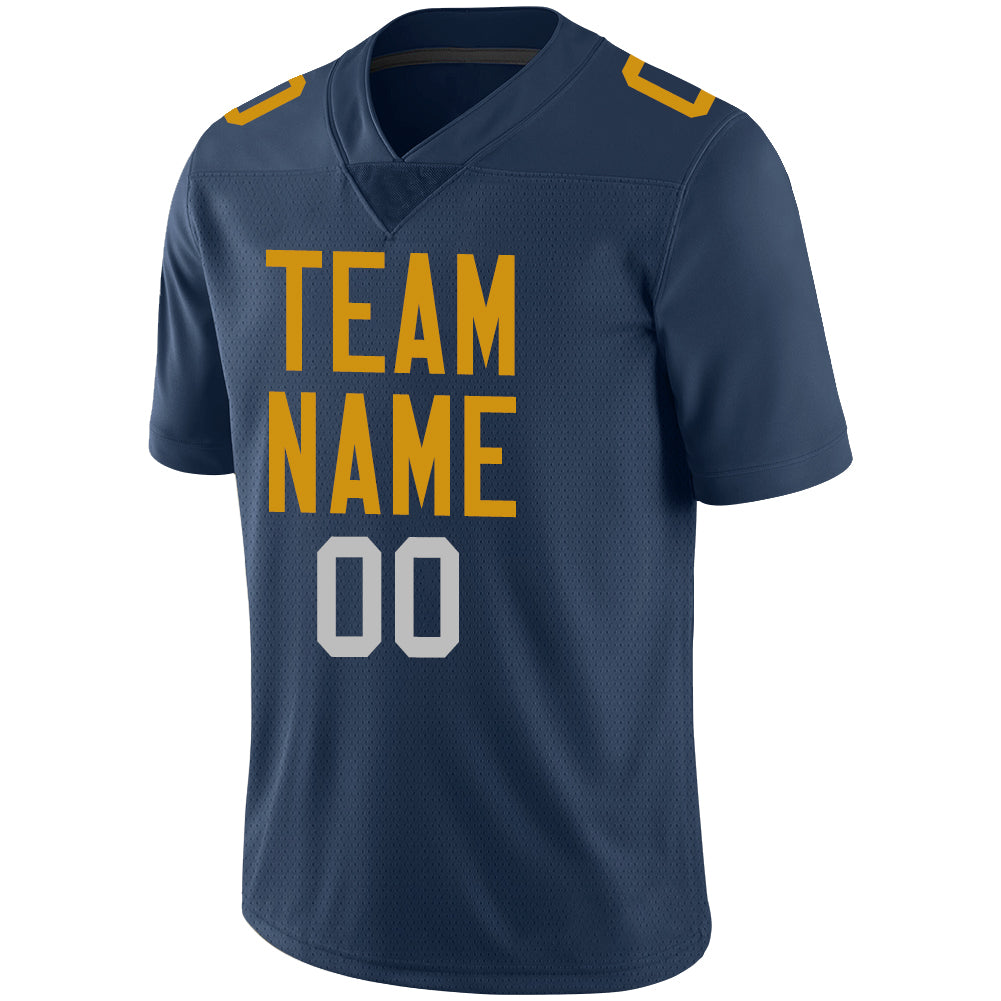 Custom navy football jersey detail | GameDay Jerseys