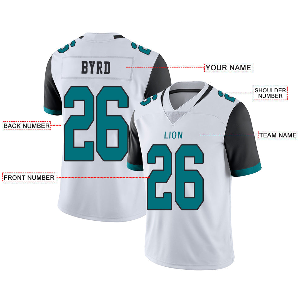 Custom white football jersey front view | GameDay Jerseys