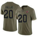 A.Cardinals #20 DeeJay Dallas Player Olive Salute To Service Football Jerseys