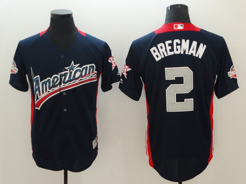 Custom Fan-Made Alex Bregman Run Derby Style #2 Navy 2018 All-Star Edition Baseball Jersey