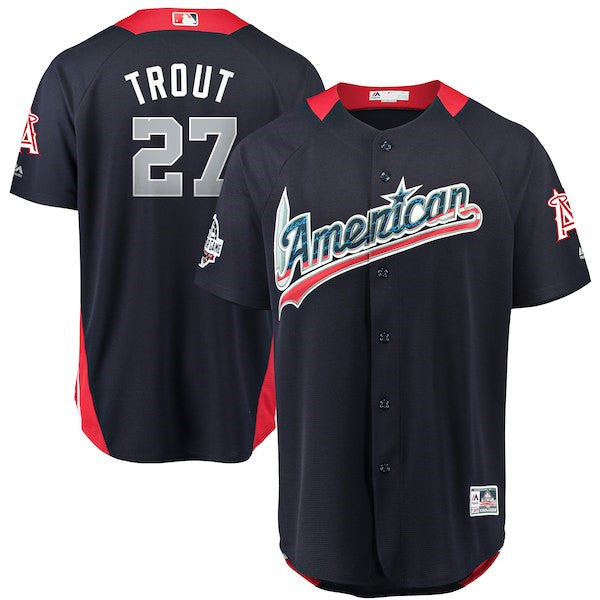 Custom Fan-Made Mike Trout Run Derby Style #27 Navy 2018 All-Star Edition Baseball Jersey