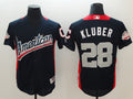 Custom Fan-Made Corey Kluber Run Derby Style #28 Navy 2018 All-Star Edition Baseball Jersey