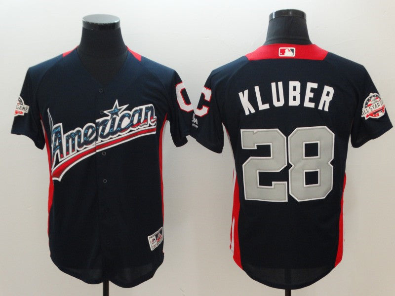 Custom Fan-Made Corey Kluber Run Derby Style #28 Navy 2018 All-Star Edition Baseball Jersey