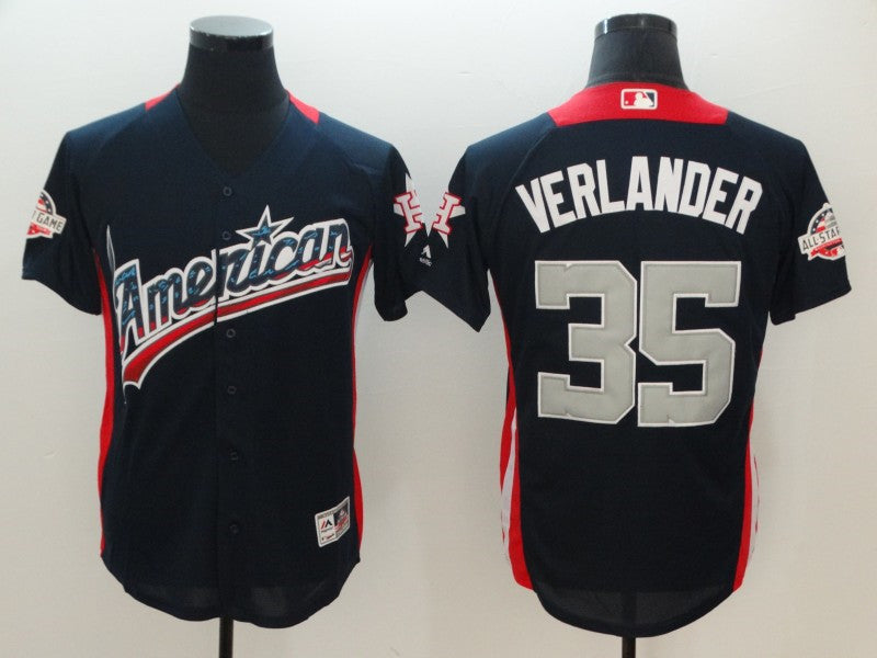 Custom Fan-Made Justin Verlander Run Derby Style #35 Navy 2018 All-Star Edition Baseball Jersey