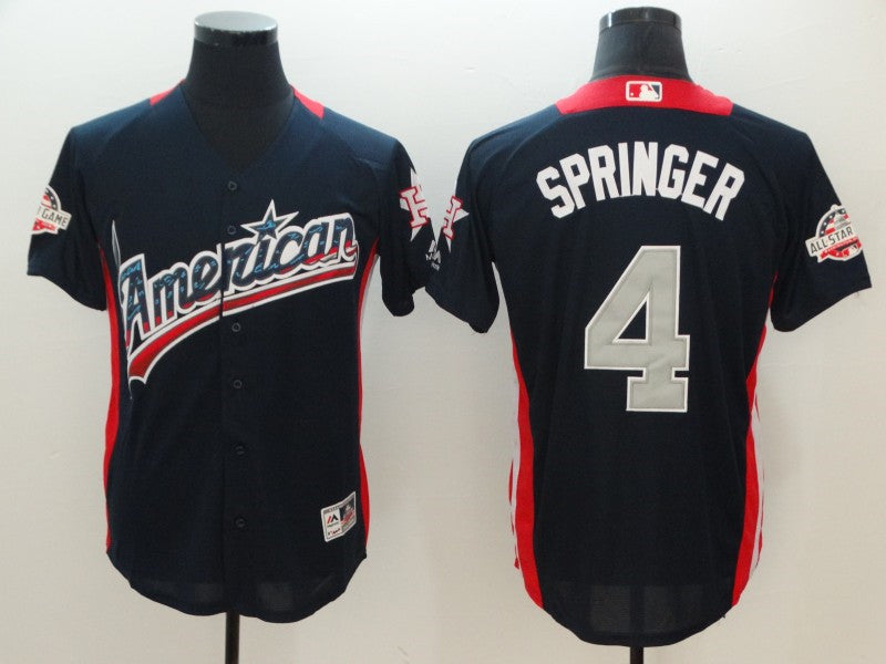Custom Fan-Made George Springer Run Derby Style #4 Navy 2018 All-Star Edition Baseball Jersey