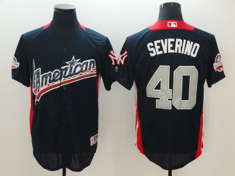Custom Fan-Made Luis Severino Run Derby Style #40 Navy 2018 All-Star Edition Baseball Jersey