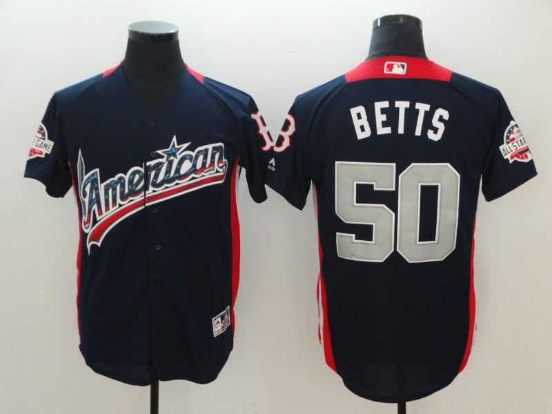 Custom Fan-Made Mookie Betts Run Derby Style #50 Navy 2018 All-Star Edition Baseball Jersey