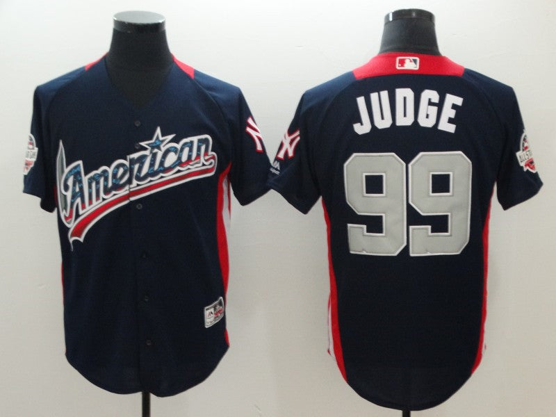 Custom Fan-Made Aaron Judge Run Derby Style #99 Navy 2018 All-Star Edition Baseball Jersey