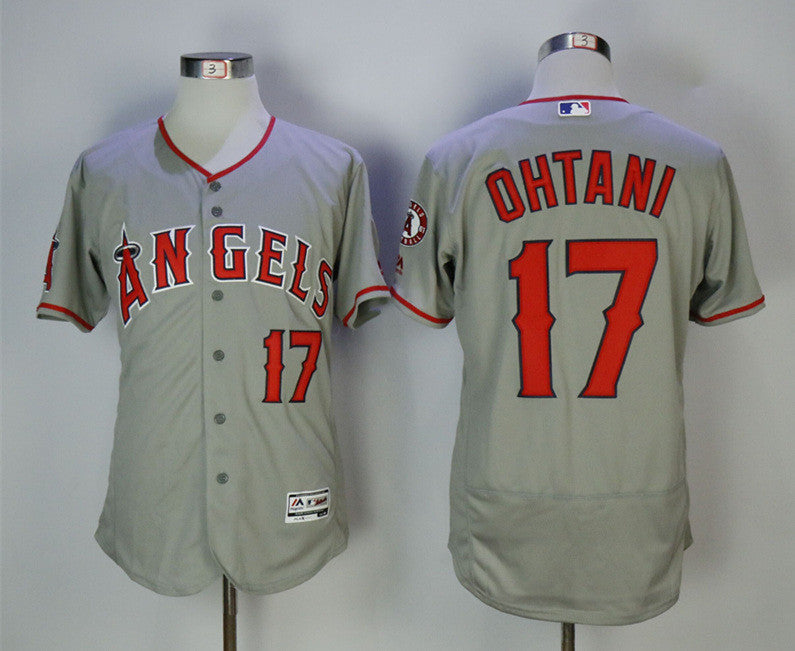 Custom Fan-Made Shohei Ohtani Los Angeles Angels #17 Grey Baseball Jersey