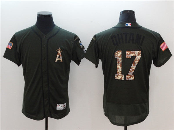 Custom Fan-Made Shohei Ohtani Olive Los Angeles Angels #17 Green Baseball Jersey