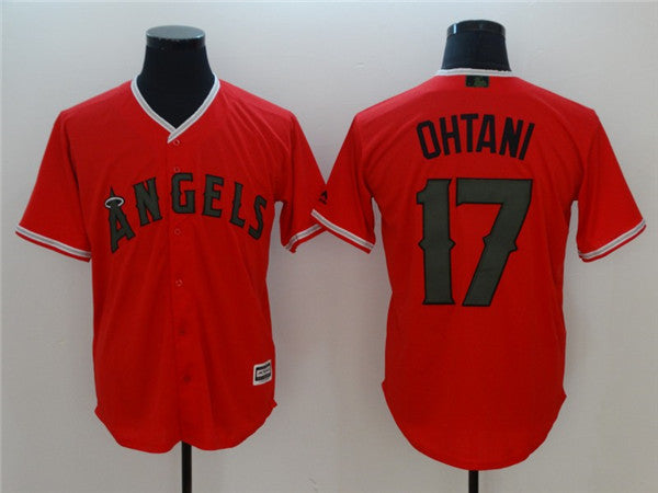 Custom Fan-Made Shohei Ohtani Los Angeles Angels #17 Red 2018 Baseball Jersey