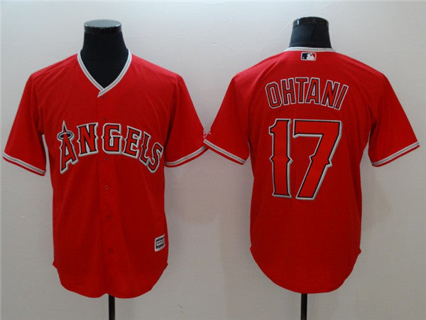 Custom Fan-Made Shohei Ohtani Los Angeles Angels #17 Red Baseball Jersey
