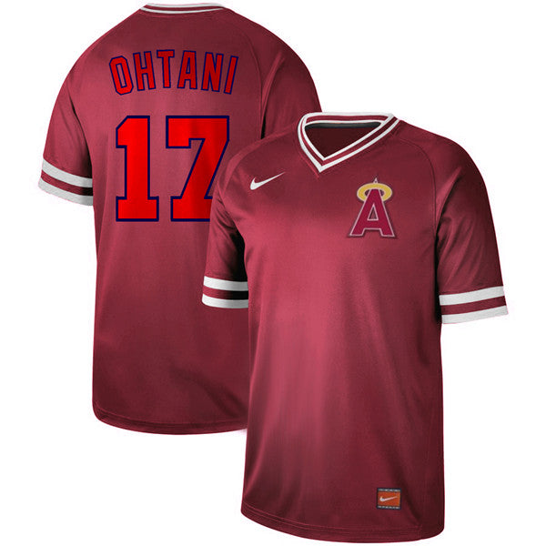 Custom Fan-Made Shohei Ohtani Los Angeles Angels #17 Red Throwback Baseball Jersey
