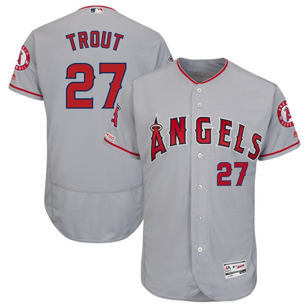 Custom Fan-Made Mike Trout Los Angeles Angels #27 Grey Baseball Jersey