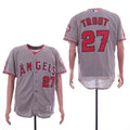 Custom Fan-Made Mike Trout Los Angeles Angels #27 Grey Baseball Jersey