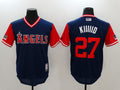 Custom Fan-Made Mike Trout Kiiiiid Los Angeles Angels #27 Navy 2018 Baseball Jersey