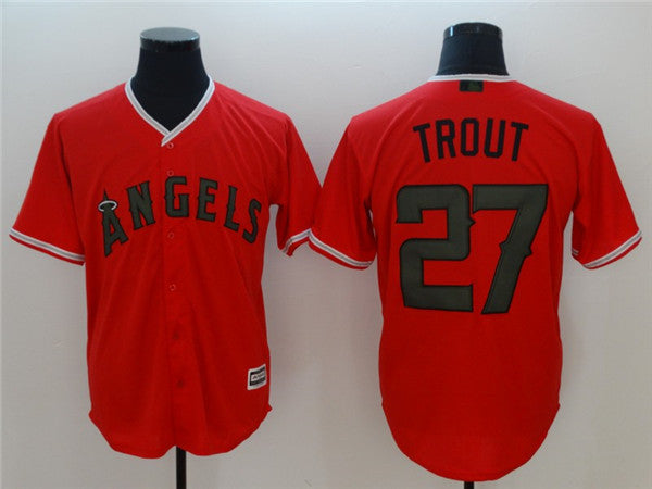 Custom Fan-Made Mike Trout Los Angeles Angels #27 Red 2018 Baseball Jersey