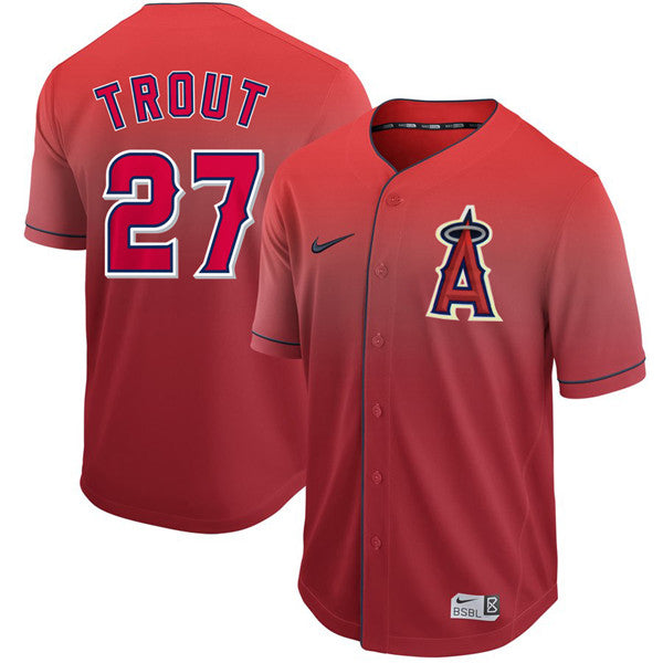 Custom Fan-Made Mike Trout Los Angeles Angels #27 Red Baseball Jersey
