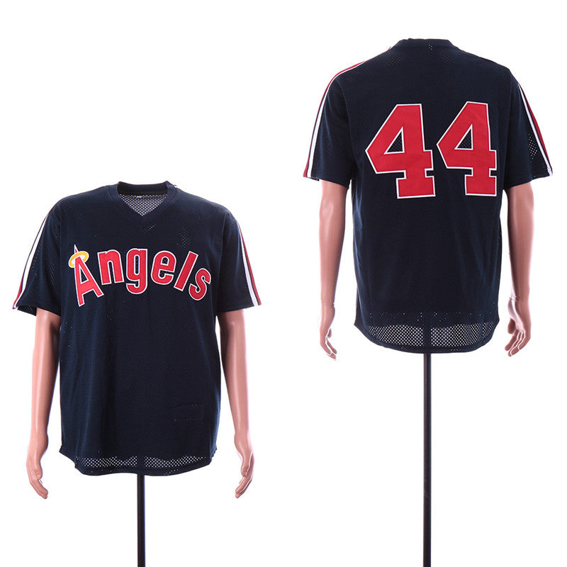 Custom Fan-Made Reggie Jackson BP Los Angeles Angels #44 Navy Baseball Jersey