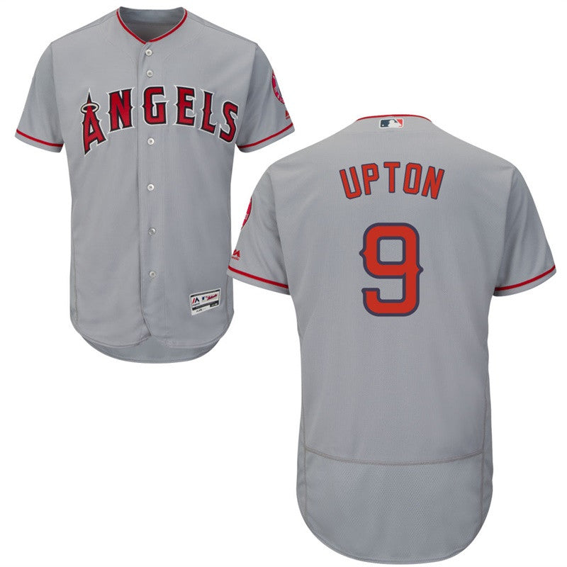 Custom Fan-Made Justin Upton Los Angeles Angels #9 Grey Baseball Jersey
