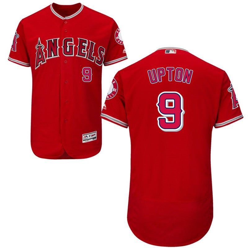 Custom Fan-Made Justin Upton Los Angeles Angels #9 Red Baseball Jersey