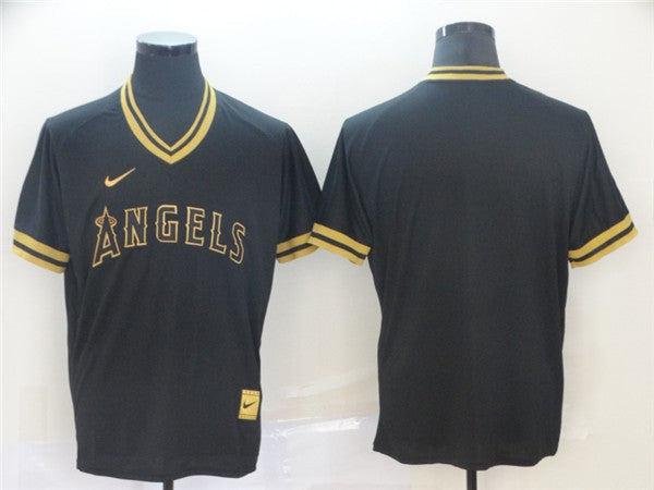 Custom Fan-Made Black Los Angeles Angels Baseball Jersey Los Angeles Angels Black Baseball Jersey