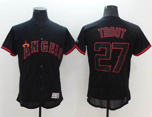 Custom Fan-Made Mike Trout Los Angeles Angels #27 Black Baseball Jersey