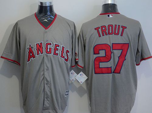 Custom Fan-Made Mike Trout Los Angeles Angels #27 Grey Baseball Jersey