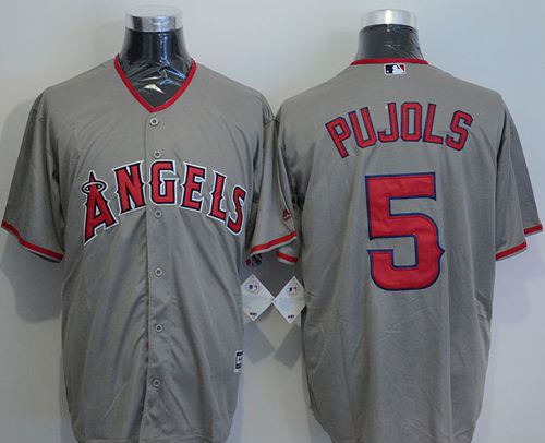 Custom Fan-Made Albert Pujols Los Angeles Angels #5 Grey Baseball Jersey