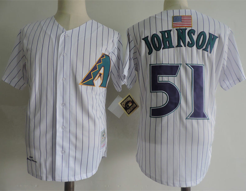 Custom Fan-Made Randy Johnson Arizona Diamondbacks #51 White Baseball Jersey