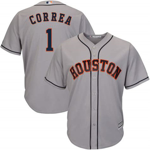 Custom Fan-Made Carlos Correa Houston Astros #1 Grey Baseball Jersey
