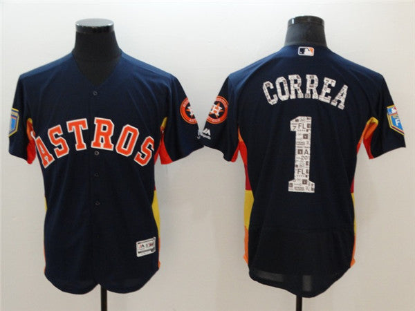 Custom Fan-Made Carlos Correa Spring Training Houston Astros #1 Navy 2018 Baseball Jersey
