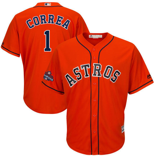 Custom Fan-Made Carlos Correa Houston Astros #1 Orange 2017 Baseball Jersey
