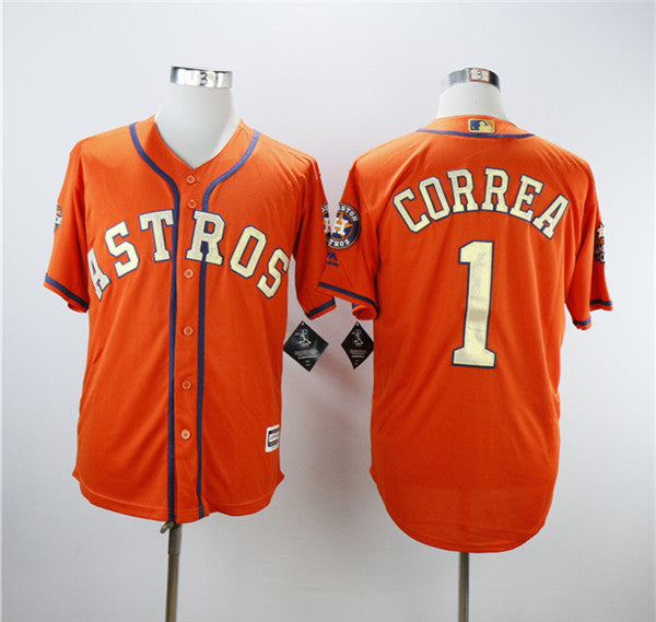 Custom Fan-Made Carlos Correa Houston Astros #1 Orange 2018 Baseball Jersey