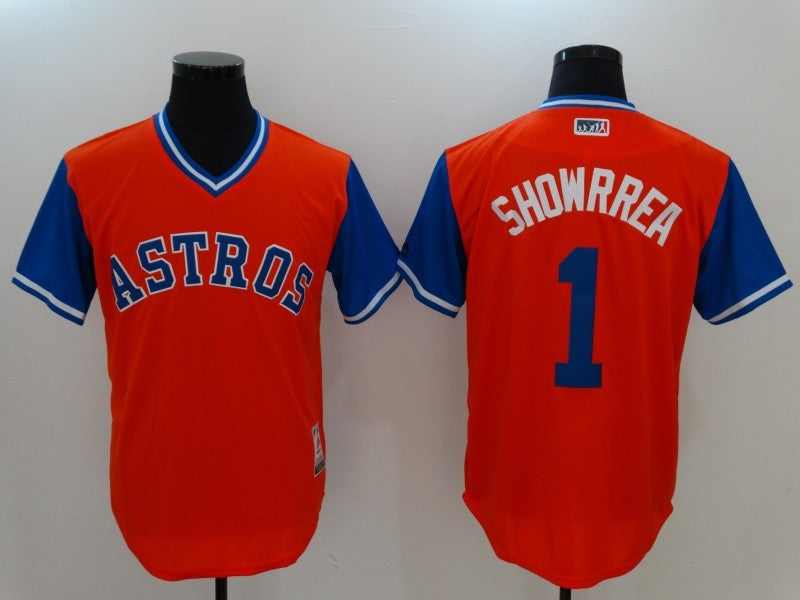 Custom Fan-Made Carlos Correa Showrrea Houston Astros #1 Orange 2017 Baseball Jersey
