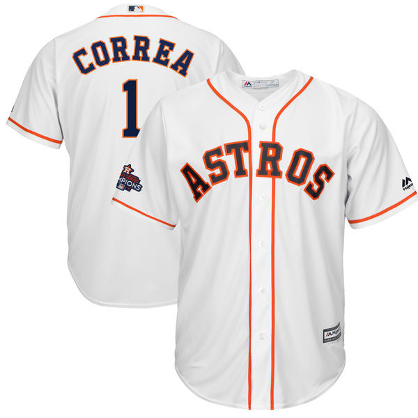 Custom Fan-Made Carlos Correa Houston Astros #1 White 2017 Baseball Jersey