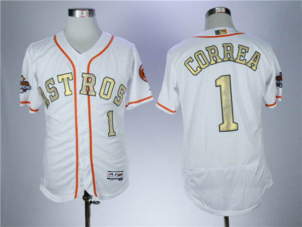 Custom Fan-Made Carlos Correa Houston Astros #1 White 2018 Baseball Jersey
