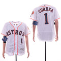 Custom Fan-Made Carlos Correa Houston Astros #1 White Baseball Jersey