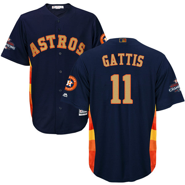 Custom Fan-Made Evan Gattis Houston Astros #11 Navy 2018 Baseball Jersey