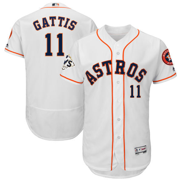 Custom Fan-Made Evan Gattis Bound Houston Astros #11 White 2017 Baseball Jersey