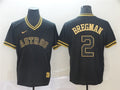 Custom Fan-Made Alex Bregman Houston Astros #2 Black Baseball Jersey