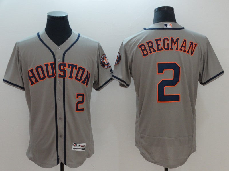 Custom Fan-Made Alex Bregman Houston Astros #2 Grey Baseball Jersey