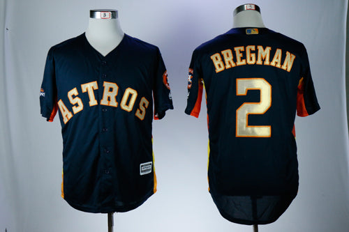 Custom Fan-Made Alex Bregman Houston Astros #2 Navy 2017 Baseball Jersey