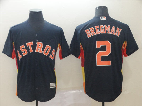Custom Fan-Made Alex Bregman Houston Astros #2 Navy Baseball Jersey