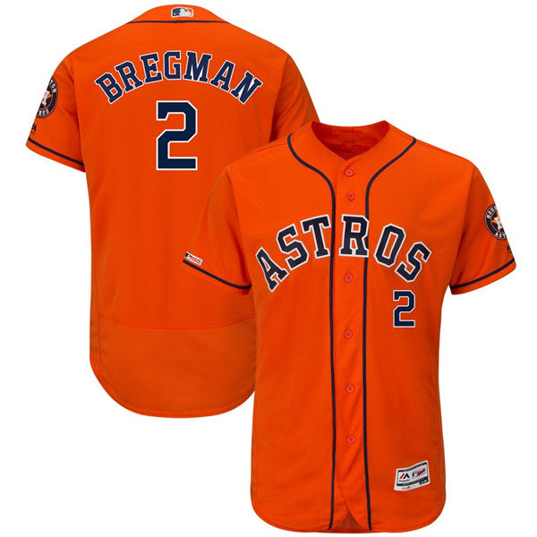 Custom Fan-Made Alex Bregman Houston Astros #2 Orange Baseball Jersey