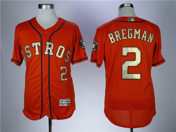 Custom Fan-Made Alex Bregman Houston Astros #2 Orange 2018 Baseball Jersey