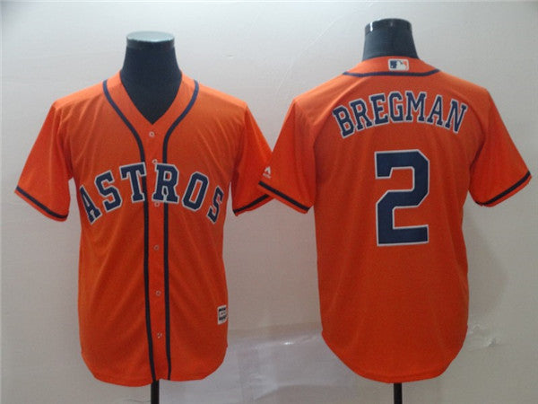 Custom Fan-Made Alex Bregman Houston Astros #2 Orange Baseball Jersey